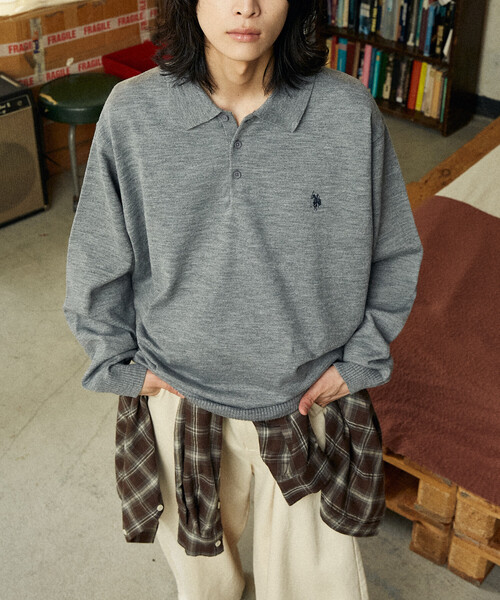 U.S. POLO ASSN.（ユーエスポロアッスン）の「U.S. POLO ASSN./ユーエスポロアッスン 別注 SWEAT LIKE KNIT POLO/スウェットライクニットポロシャツ(限定展開)（ニット/セーター・メンズ・ブルー系その他/ネイビー/ブラック/チャコールグレー/グレー/ブラック系その他・LARGE/MEDIUM/SMALL）」の15枚目の写真