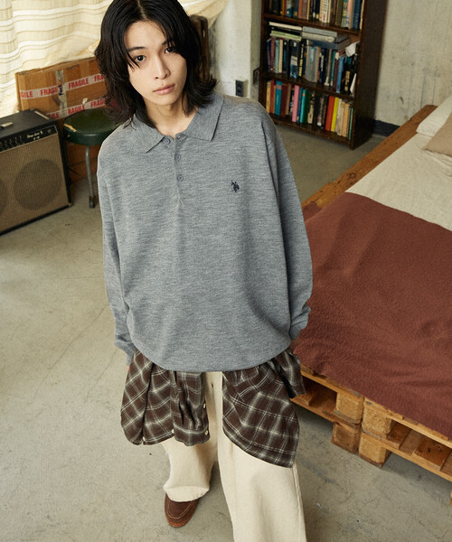 U.S. POLO ASSN.（ユーエスポロアッスン）の「U.S. POLO ASSN./ユーエスポロアッスン 別注 SWEAT LIKE KNIT POLO/スウェットライクニットポロシャツ(限定展開)（ニット/セーター・メンズ・ブルー系その他/ネイビー/ブラック/チャコールグレー/グレー/ブラック系その他・LARGE/MEDIUM/SMALL）」の18枚目の写真