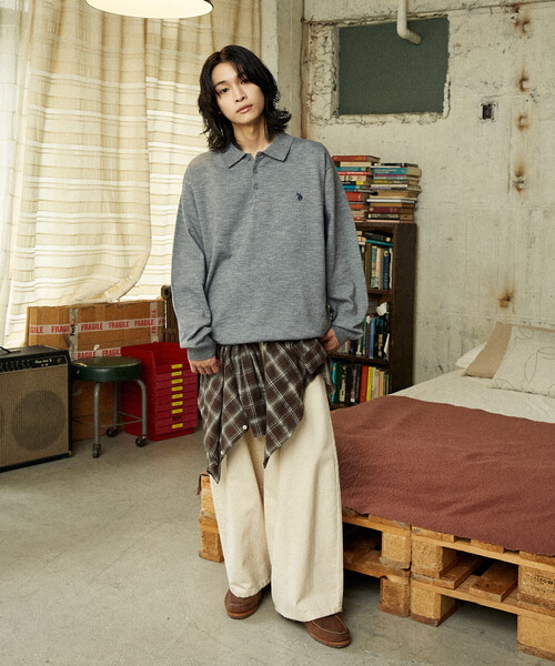 U.S. POLO ASSN.（ユーエスポロアッスン）の「U.S. POLO ASSN./ユーエスポロアッスン 別注 SWEAT LIKE KNIT POLO/スウェットライクニットポロシャツ(限定展開)（ニット/セーター・メンズ・ブルー系その他/ネイビー/ブラック/チャコールグレー/グレー/ブラック系その他・LARGE/MEDIUM/SMALL）」の19枚目の写真