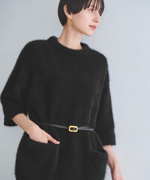 UNITED ARROWS（ユナイテッドアローズ）の「フォックスカシミヤ オーバーミドル プルオーバー（ニット/セーター・レディース・ライム/ブラック/グレー・FREE）」の5枚目の写真