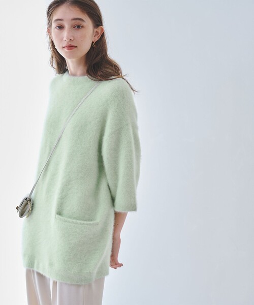 UNITED ARROWS（ユナイテッドアローズ）の「フォックスカシミヤ オーバーミドル プルオーバー（ニット/セーター・レディース・ライム/ブラック/グレー・FREE）」の12枚目の写真