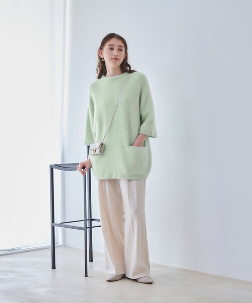 UNITED ARROWS（ユナイテッドアローズ）の「フォックスカシミヤ オーバーミドル プルオーバー（ニット/セーター・レディース・ライム/ブラック/グレー・FREE）」の13枚目の写真