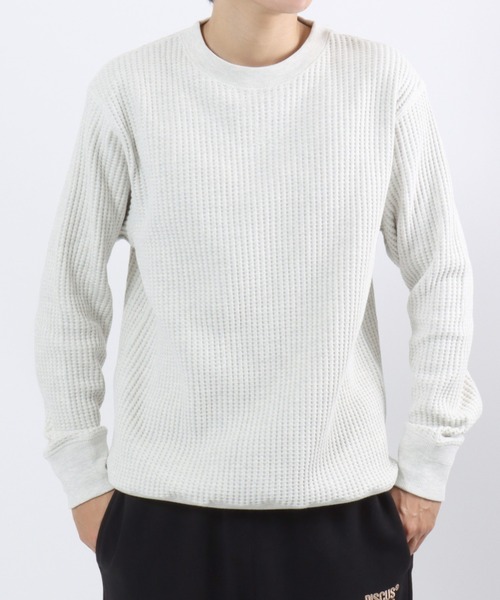 JEMORGAN（ジェーイーモーガン）の「JEMORGAN（ジェーイーモーガン）ヘビーウェイト ビッグワッフルロンT/長袖 無地 ユニセックス（Tシャツ/カットソー・メンズ・マスタード/ブラウン/ブラック/オフホワイト/アッシュグレー/グレー/チャコールグレー・M/L/XL/S）」の5枚目の写真