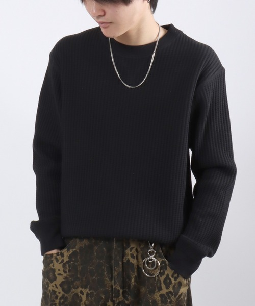 JEMORGAN（ジェーイーモーガン）の「JEMORGAN（ジェーイーモーガン）ヘビーウェイト ビッグワッフルロンT/長袖 無地 ユニセックス（Tシャツ/カットソー・メンズ・マスタード/ブラウン/ブラック/オフホワイト/アッシュグレー/グレー/チャコールグレー・M/L/XL/S）」の3枚目の写真