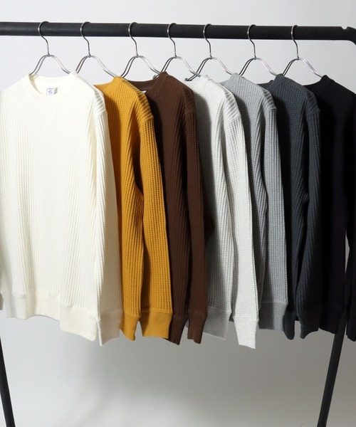 JEMORGAN（ジェーイーモーガン）の「JEMORGAN（ジェーイーモーガン）ヘビーウェイト ビッグワッフルロンT/長袖 無地 ユニセックス（Tシャツ/カットソー・メンズ・マスタード/ブラウン/ブラック/オフホワイト/アッシュグレー/グレー/チャコールグレー・M/L/XL/S）」の15枚目の写真