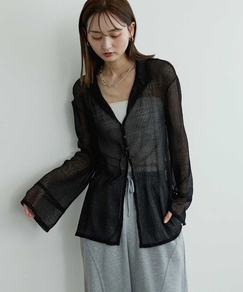 Bulue.(ブルー)の「【Bulue.】楊柳シアーデザインシャツ(シャツ/ブラウス・レディース・オフホワイト/ブラック/サックスブルー・FREE)」の11枚目の写真