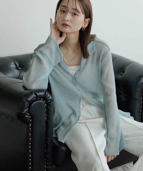 Bulue.(ブルー)の「【Bulue.】楊柳シアーデザインシャツ(シャツ/ブラウス・レディース・オフホワイト/ブラック/サックスブルー・FREE)」の13枚目の写真