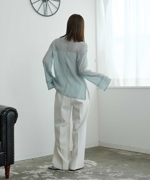 Bulue.(ブルー)の「【Bulue.】楊柳シアーデザインシャツ(シャツ/ブラウス・レディース・オフホワイト/ブラック/サックスブルー・FREE)」の16枚目の写真