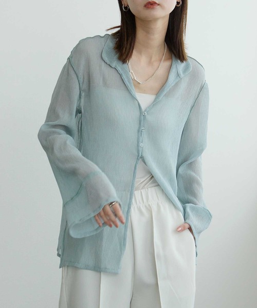Bulue.(ブルー)の「【Bulue.】楊柳シアーデザインシャツ(シャツ/ブラウス・レディース・オフホワイト/ブラック/サックスブルー・FREE)」の19枚目の写真