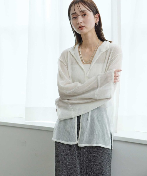 Bulue.(ブルー)の「【Bulue.】楊柳シアーデザインシャツ(シャツ/ブラウス・レディース・オフホワイト/ブラック/サックスブルー・FREE)」の22枚目の写真