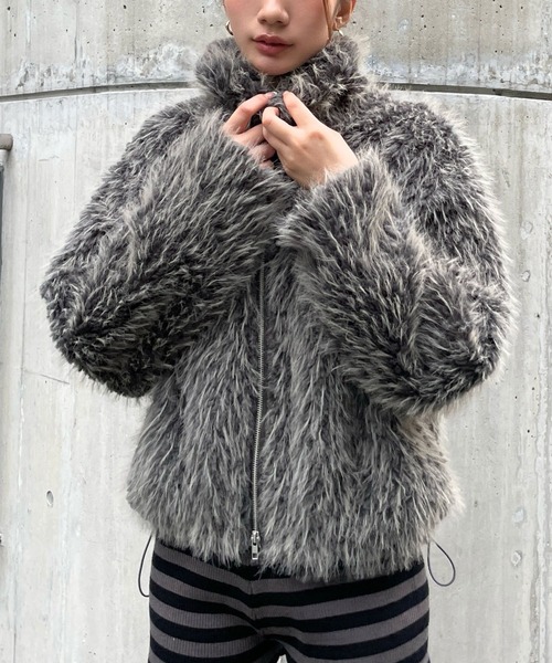 ふわふわ小さいトリプル【1284】 フェイクファーショートブルゾン