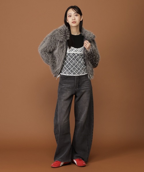 3.3 Field Trip （3.3フィールドトリップ）の「3.3 Field Trip／モコモコファージャケット（ブルゾン・レディース・グレー/ブラウン・FREE）」の3枚目の写真