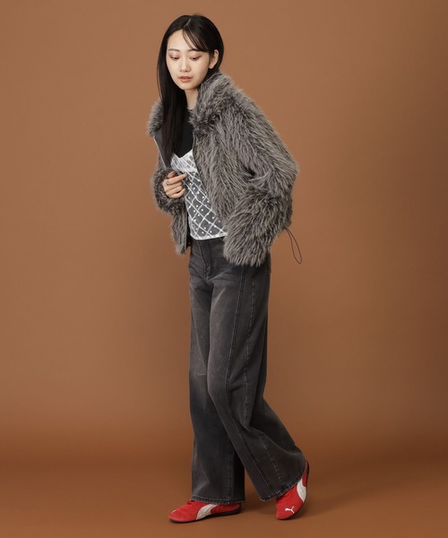 3.3 Field Trip （3.3フィールドトリップ）の「3.3 Field Trip／モコモコファージャケット（ブルゾン・レディース・グレー/ブラウン・FREE）」の4枚目の写真