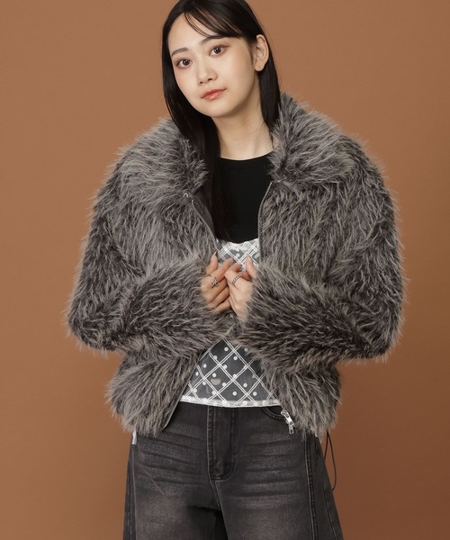 3.3 Field Trip （3.3フィールドトリップ）の「3.3 Field Trip／モコモコファージャケット（ブルゾン・レディース・グレー/ブラウン・FREE）」の7枚目の写真