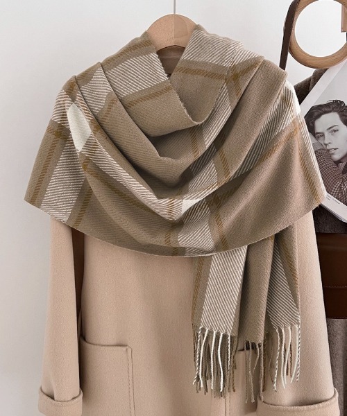 多色チェック柄フリンジマフラー セール】6色展開 チェック柄 フリンジマフラー（マフラー）｜Ritzy