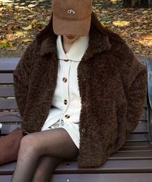 JUNOAH | 2wayカラープードルファーコート(ステンカラーコート)