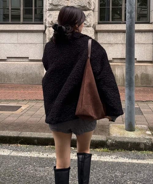 セール】2wayカラープードルファーコート（ステンカラーコート