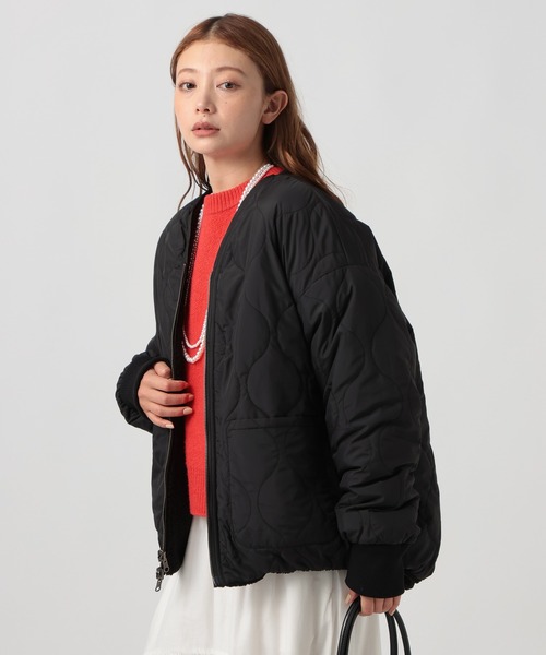 BAYFLOW（ベイフロー）の「[異素材で楽しめる]ボアリバーシブルブルゾン（ブルゾン・レディース・ブラック/ブラウン/オフホワイト・SMALL/MEDIUM）」の2枚目の写真