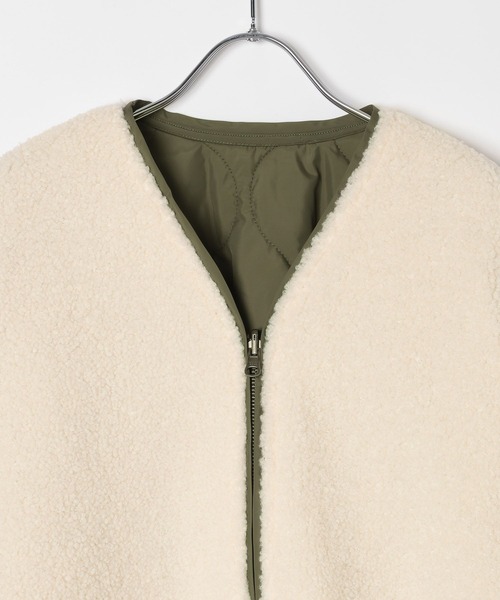 BAYFLOW（ベイフロー）の「[異素材で楽しめる]ボアリバーシブルブルゾン（ブルゾン・レディース・ブラック/ブラウン/オフホワイト・SMALL/MEDIUM）」の14枚目の写真