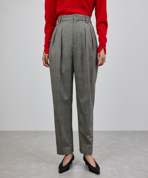 セール】ウールレーヨンクラシック2タックパンツ(ヘリンボーン/グレン