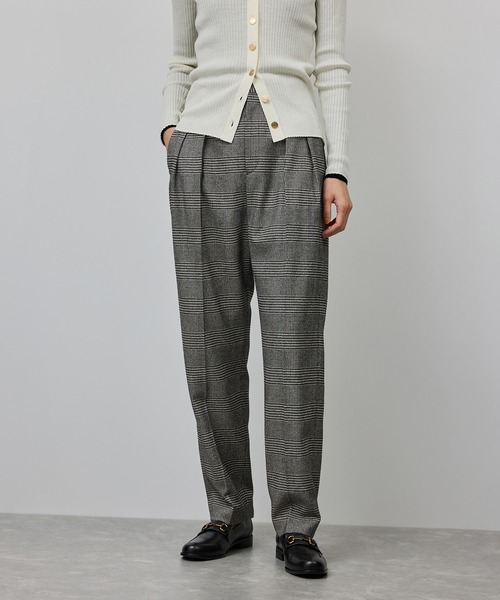 セール】ウールレーヨンクラシック2タックパンツ(ヘリンボーン/グレン