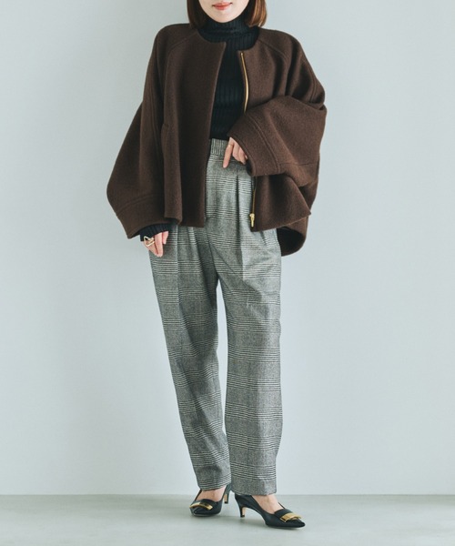 セール】ウールレーヨンクラシック2タックパンツ(ヘリンボーン/グレン