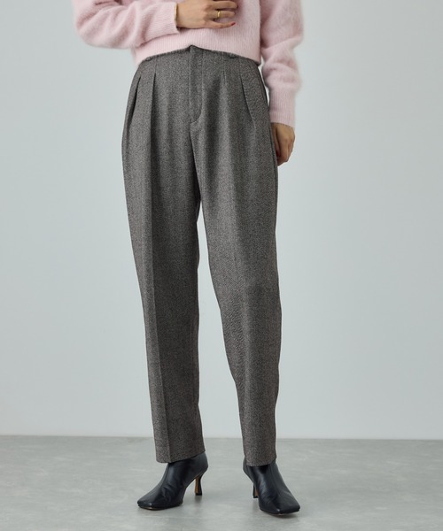 ROPE'（ロペ）の「ウールレーヨンクラシック2タックパンツ(ヘリンボーン/グレンチェック)/セットアップ対応（その他パンツ・レディース・ブラック系その他2/ブラック系その他・40/38/36）」の4枚目の写真