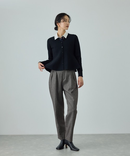 セール】ウールレーヨンクラシック2タックパンツ(ヘリンボーン/グレン