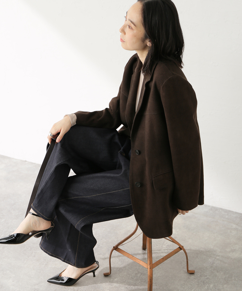 journal standard L'essage（ジャーナルスタンダードレサージュ）の「スウェードジャケット（テーラードジャケット・レディース・ブラウン・FREE）」の3枚目の写真