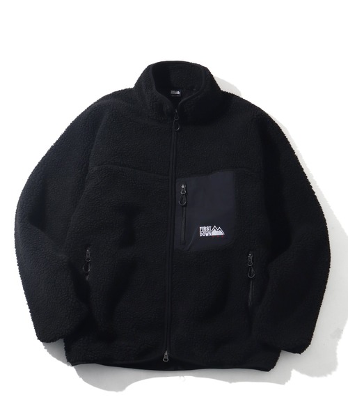 FIRST DOWN(ファーストダウン)の「【FIRST DOWN/ファーストダウン】 BOA JKT / タンブリングボア ジャケット(ブルゾン・メンズ・ブラック/ライトベージュ・L/M/S/XL)」の2枚目の写真