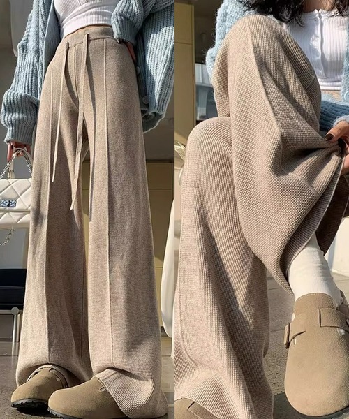 L LABEL(エルラベル)の「センターラインサーマルニットパンツ(その他パンツ・レディース・ブラック/ベージュ/グレー/ホワイト/ピンク・FREE)」の4枚目の写真