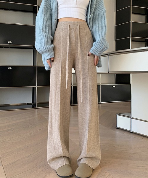 L LABEL(エルラベル)の「センターラインサーマルニットパンツ(その他パンツ・レディース・ブラック/ベージュ/グレー/ホワイト/ピンク・FREE)」の6枚目の写真