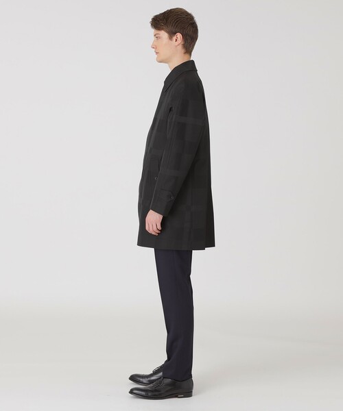 BLACK LABEL CRESTBRIDGE（ブラックレーベル・クレストブリッジ）の「シャドーチェックラミネートステンカラーコート（ステンカラーコート・メンズ・ブラック・M/XL/L）」の3枚目の写真