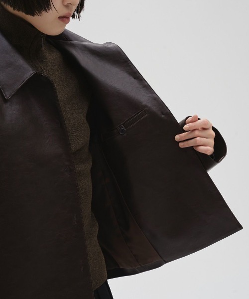 TODAYFUL（トゥデイフル）の「【TODAYFUL/トゥデイフル】Leather Shirts Jacket/レザーシャツジャケット（テーラードジャケット・レディース・ダークブラウン/ブラック・36/38）」の12枚目の写真