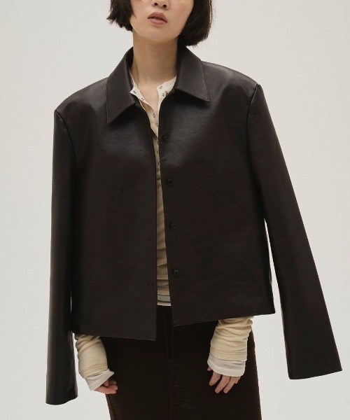 TODAYFUL（トゥデイフル）の「【TODAYFUL/トゥデイフル】Leather Shirts Jacket/レザーシャツジャケット（テーラードジャケット・レディース・ダークブラウン/ブラック・36/38）」の6枚目の写真