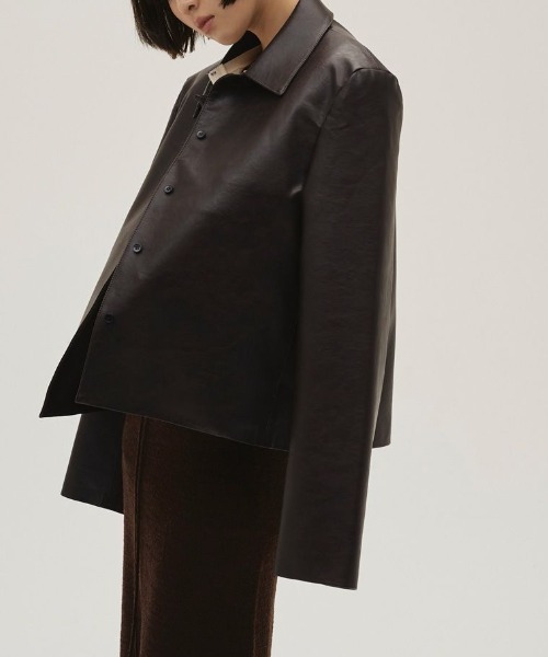 TODAYFUL（トゥデイフル）の「【TODAYFUL/トゥデイフル】Leather Shirts Jacket/レザーシャツジャケット（テーラードジャケット・レディース・ダークブラウン/ブラック・36/38）」の5枚目の写真