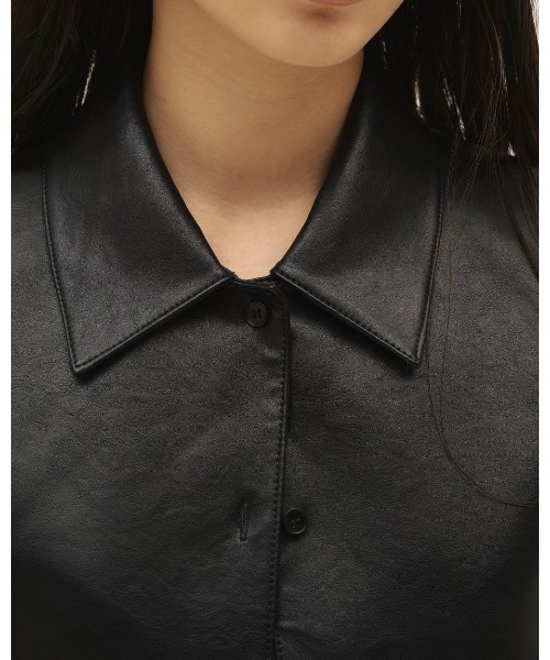 TODAYFUL（トゥデイフル）の「【TODAYFUL/トゥデイフル】Leather Shirts Jacket/レザーシャツジャケット（テーラードジャケット・レディース・ダークブラウン/ブラック・36/38）」の3枚目の写真