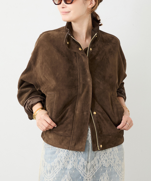 Deuxieme Classe(ドゥーズィエムクラス)の「*Suede Cropped ブルゾン(ライダースジャケット・レディース・ウッド・FREE)」の2枚目の写真