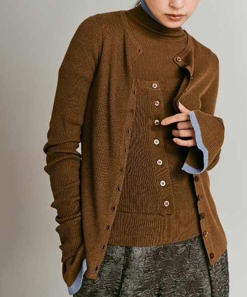 W:Huku(フーク)の「【W:Huku / ウールミックス ライトニット】ロングスリーブ カーディガン / Wool Blend Lightweight Knit Cardigan(ニット/セーター・レディース・ブラック/チャコール/ライトグレー/ブラウン・FREE)」の16枚目の写真