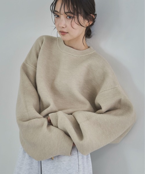 feepur（フェピュール）の「【ハンドウォッシャブル】ダブルフェイスクロップドニット（ニット/セーター・レディース・ブラック/チャコールグレー/ベージュ/ブラウン/ピンク・MEDIUM）」の4枚目の写真