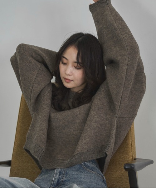 ハンドウォッシャブル】ダブルフェイスクロップドニット（ニット