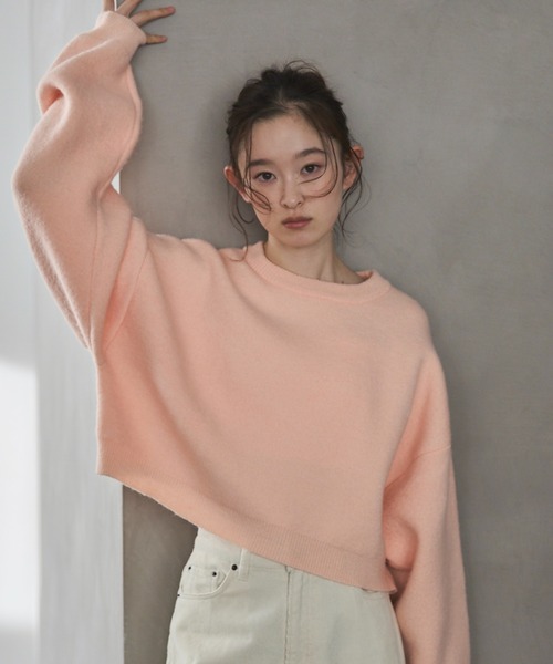 feepur（フェピュール）の「【ハンドウォッシャブル】ダブルフェイスクロップドニット（ニット/セーター・レディース・ブラック/チャコールグレー/ベージュ/ブラウン/ピンク・MEDIUM）」の5枚目の写真