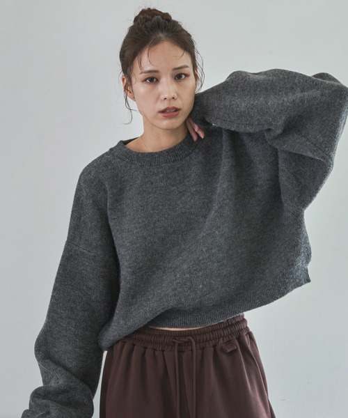 ハンドウォッシャブル】ダブルフェイスクロップドニット（ニット