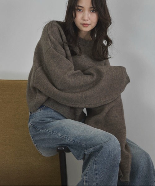 feepur（フェピュール）の「【ハンドウォッシャブル】ダブルフェイスクロップドニット（ニット/セーター・レディース・ブラック/チャコールグレー/ベージュ/ブラウン/ピンク・MEDIUM）」の7枚目の写真