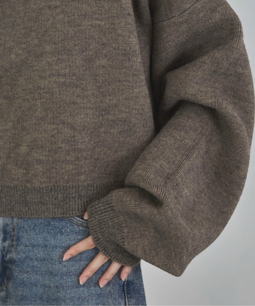 feepur（フェピュール）の「【ハンドウォッシャブル】ダブルフェイスクロップドニット（ニット/セーター・レディース・ブラック/チャコールグレー/ベージュ/ブラウン/ピンク・MEDIUM）」の14枚目の写真