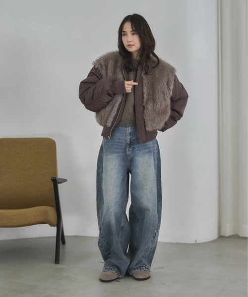 feepur（フェピュール）の「【ハンドウォッシャブル】ダブルフェイスクロップドニット（ニット/セーター・レディース・ブラック/チャコールグレー/ベージュ/ブラウン/ピンク・MEDIUM）」の9枚目の写真