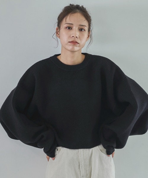 feepur（フェピュール）の「【ハンドウォッシャブル】ダブルフェイスクロップドニット（ニット/セーター・レディース・ブラック/チャコールグレー/ベージュ/ブラウン/ピンク・MEDIUM）」の19枚目の写真