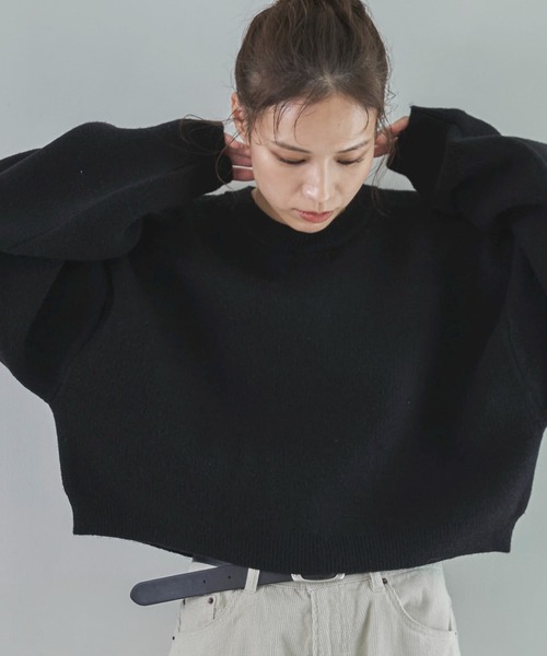 feepur（フェピュール）の「【ハンドウォッシャブル】ダブルフェイスクロップドニット（ニット/セーター・レディース・ブラック/チャコールグレー/ベージュ/ブラウン/ピンク・MEDIUM）」の20枚目の写真