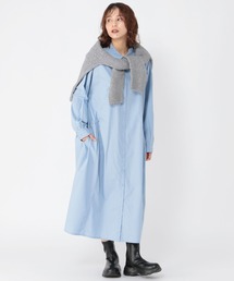 studio CLIP（スタディオクリップ）の「コットンバックドロストシャツワンピース（ワンピース）」