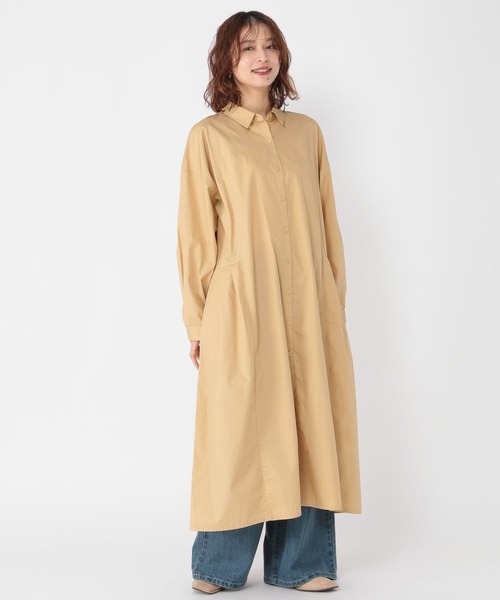 studio CLIP(スタディオクリップ)の「コットンバックドロストシャツワンピース(ワンピース・レディース・ベージュ/ネイビー/サックスブルー・FREE)」の4枚目の写真
